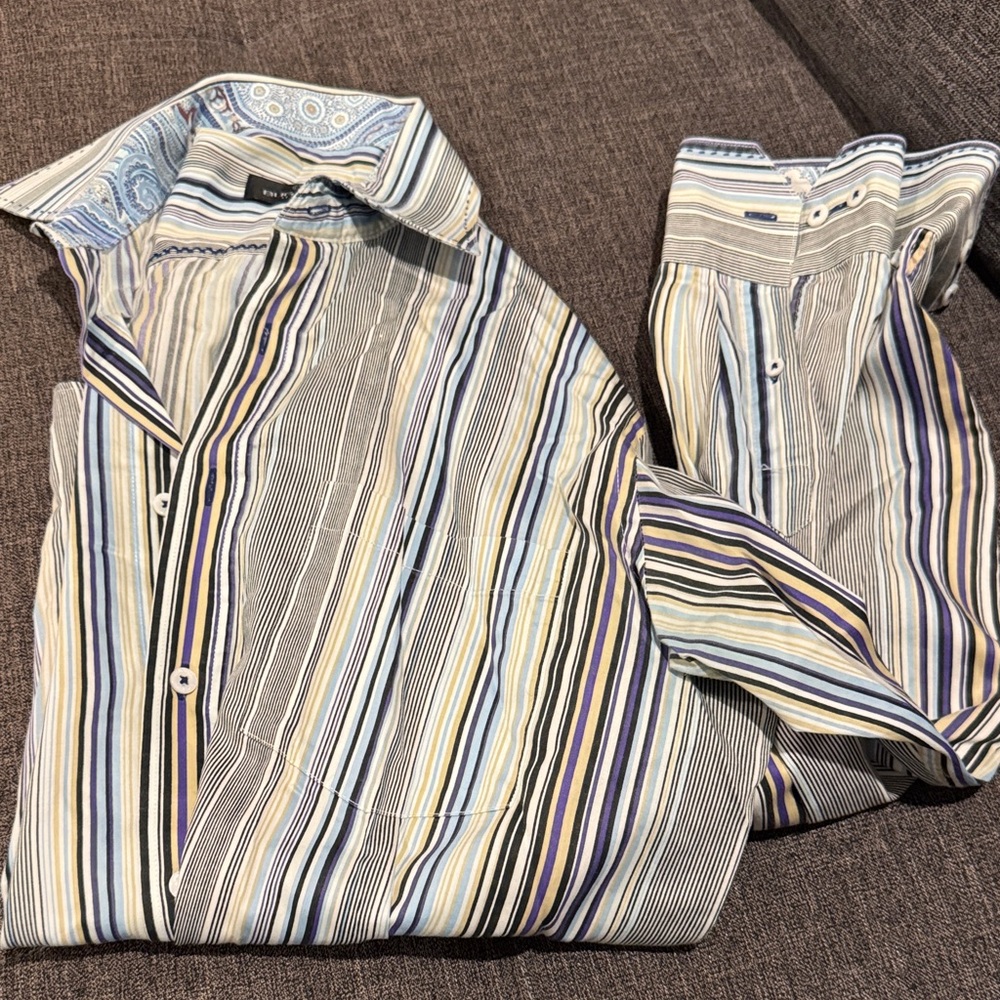 Bugatchi Multicolor Striped Shirt Size Medium